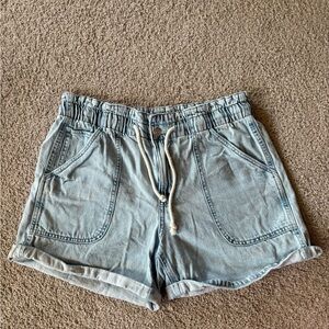 Maurices Light Blue Jean Shorts with Drawstring